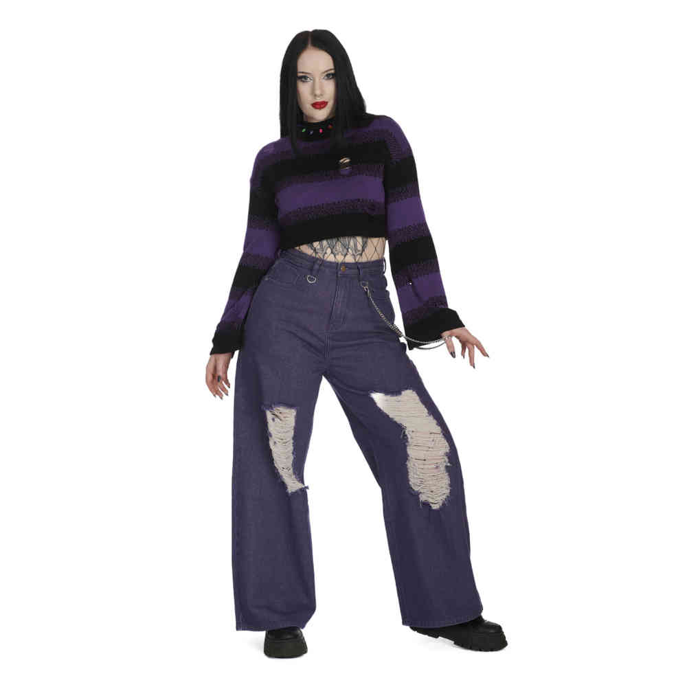 Banned - Candyfloss Gebreide trui - Paars/Zwart